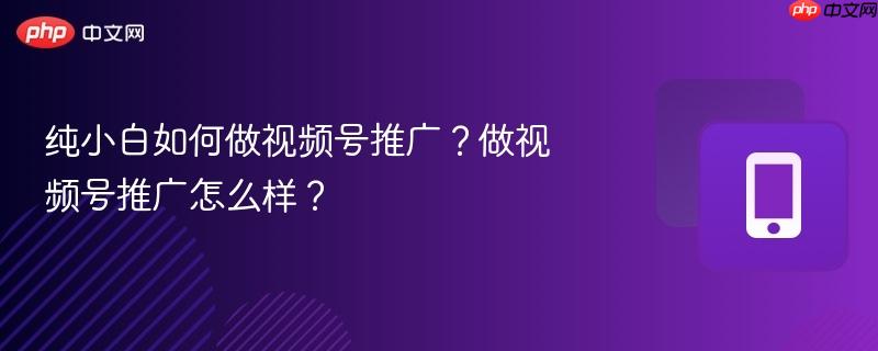 纯小白如何做视频号推广?做视频号推广怎么样?