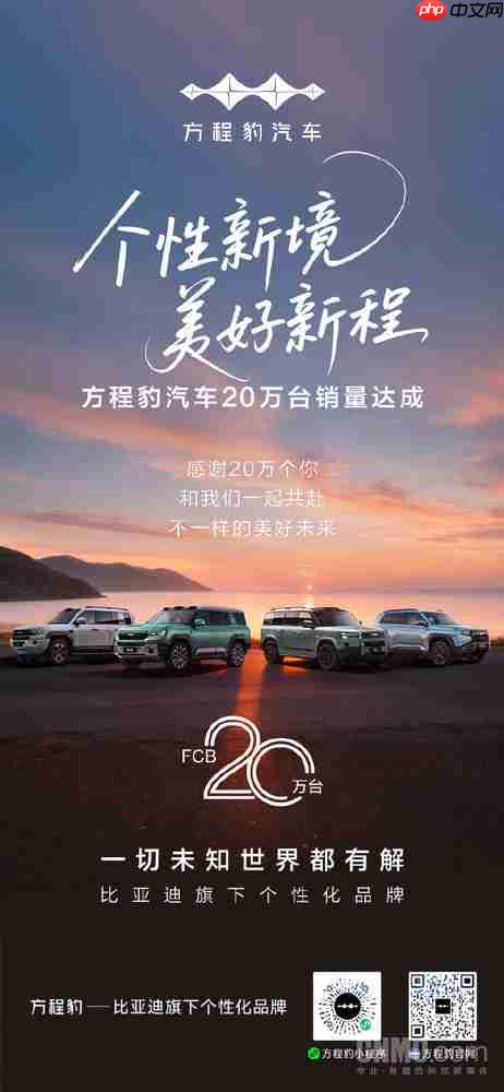方程豹汽车20万销量里程碑达成!平均成交价23.88万