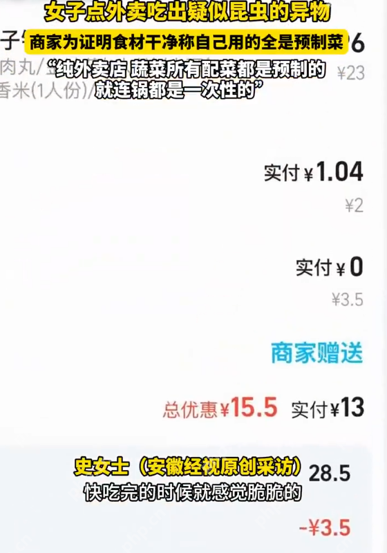 外卖吃出异物商家称全是预制菜 当事人:已在平台申请退款 - 创想鸟