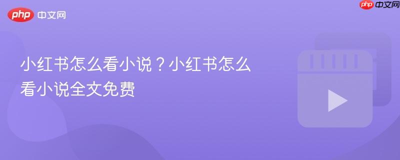 小红书怎么看小说?小红书怎么看小说全文免费