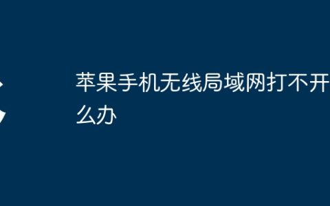 苹果手机无线局域网打不开怎么办