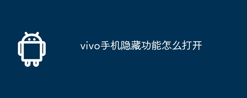 vivo手机隐藏功能怎么打开