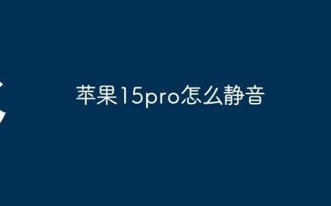 苹果15pro怎么静音