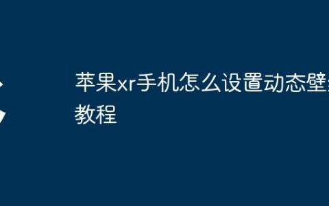 苹果xr手机怎么设置动态壁纸教程
