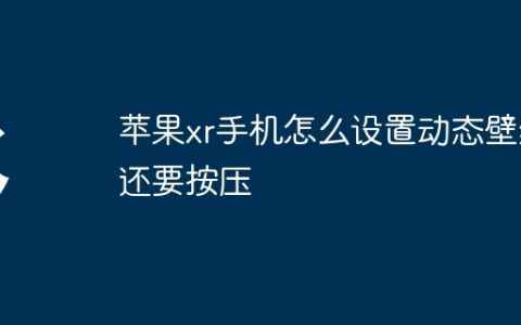 苹果xr手机怎么设置动态壁纸还要按压