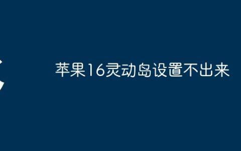 苹果16灵动岛设置不出来