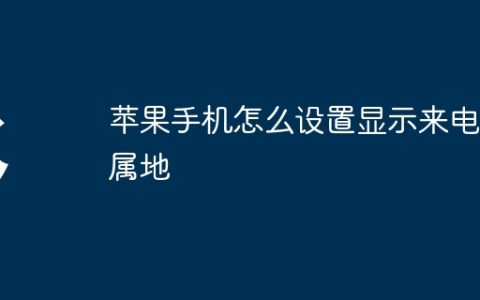 苹果手机怎么设置显示来电归属地