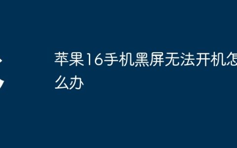 苹果16手机黑屏无法开机怎么办
