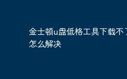 金士顿u盘低格工具下载不了怎么解决