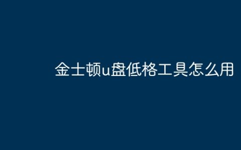 金士顿u盘低格工具怎么用