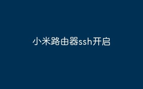 小米路由器ssh开启