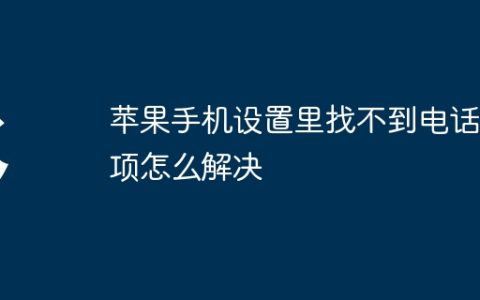 苹果手机设置里找不到电话选项怎么解决