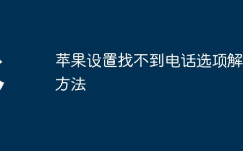 苹果设置找不到电话选项解决方法