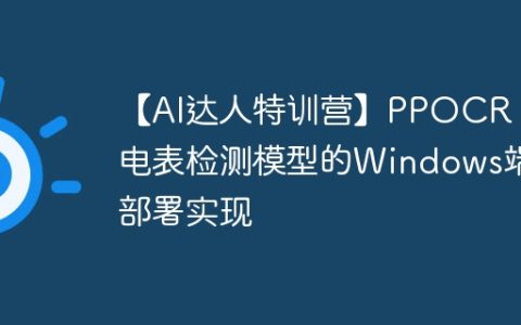 【AI达人特训营】PPOCR：电表检测模型的Windows端部署实现