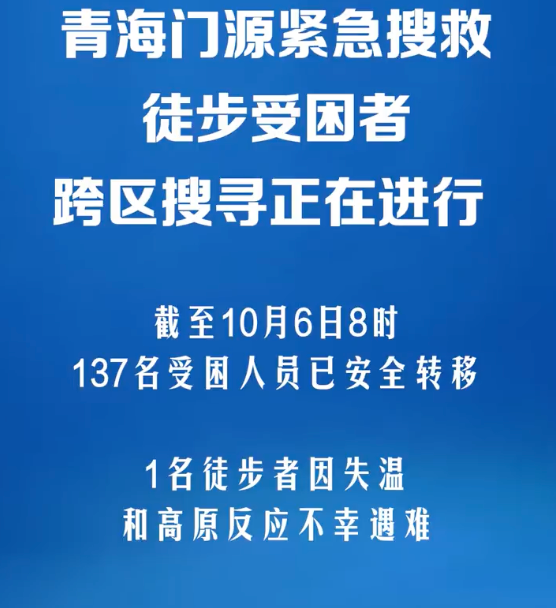 青海门源1名徒步者失温高反遇难：137名受困徒步者安全转移 - 创想鸟