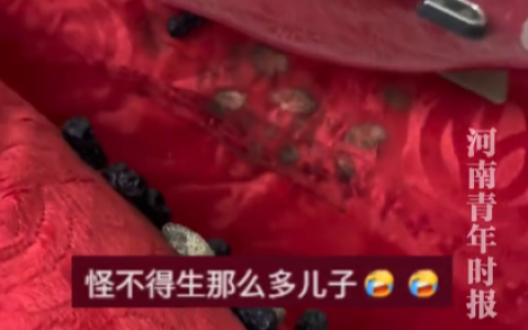 结婚8年生3儿子才发现喜被里红枣 网友：这是真枣（早）生贵子了