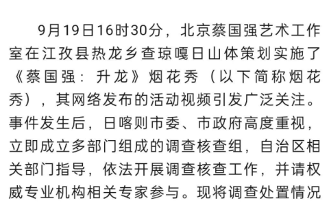 官方通报升龙烟花秀：多人被免职