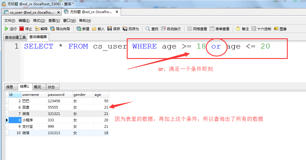 mysql or和and有什么区别