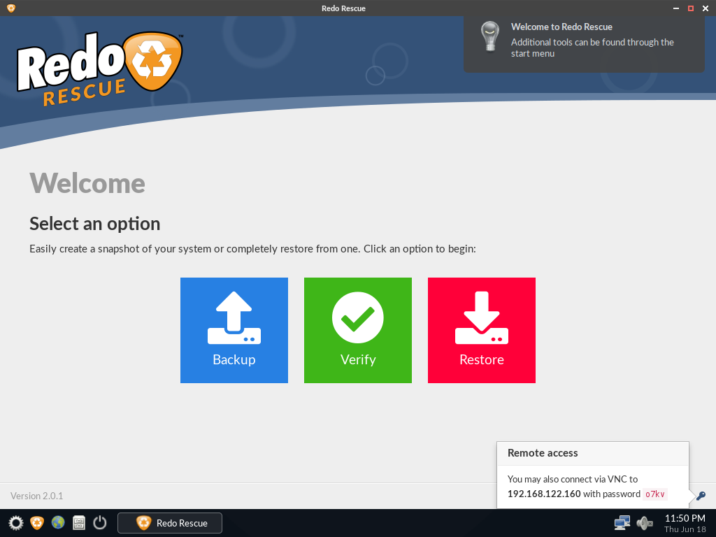 Redo Rescue: Backup and Recovery