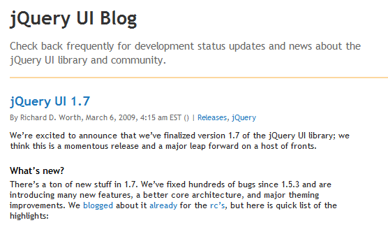 有关 jQuery UI 1.7 的基本信息