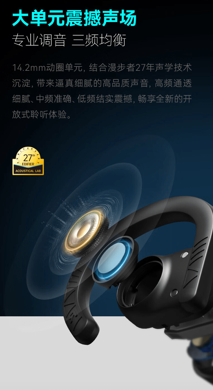 漫步者 AIR 2 开放式耳机上架:14.2mm 动圈,首发到手 349 元