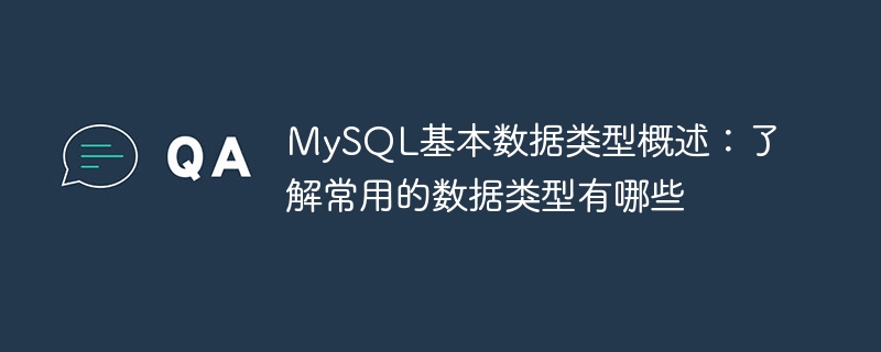 了解MySQL的主要数据类型:熟悉常用的数据类型有哪些