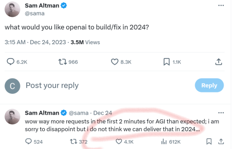 Sam Altman：预计Open AI将无法在2024年实现AGI目标