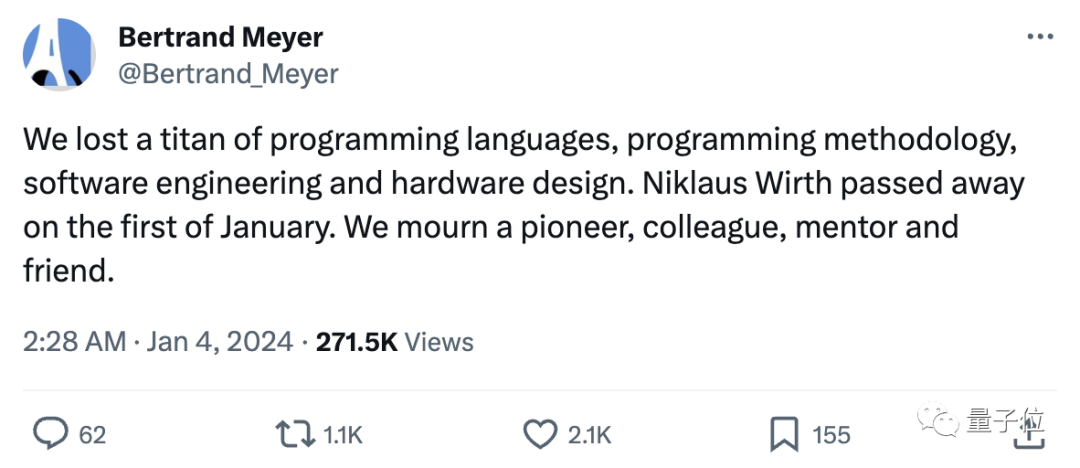 计算机科学巨擘Niklaus Wirth去世,编程界一代教父从Euler到Pascal陨落
