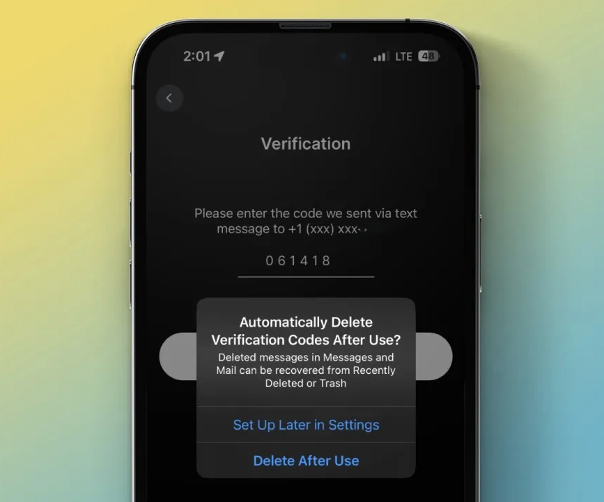 苹果 iOS 17 更新:自动删除带有验证码的信息