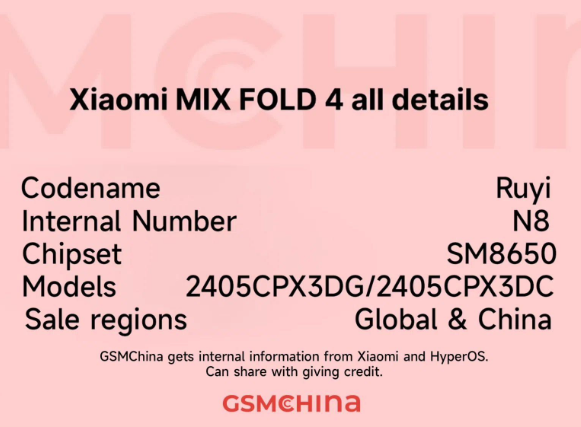 小米MIX Fold 4折叠屏手机“如意”曝光,全球发售计划启动