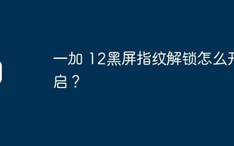 一加 12黑屏指纹解锁怎么开启？