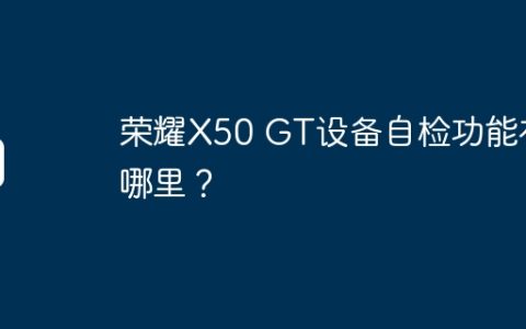 荣耀X50 GT设备自检功能在哪里？