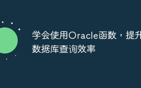 学会使用Oracle函数，提升数据库查询效率