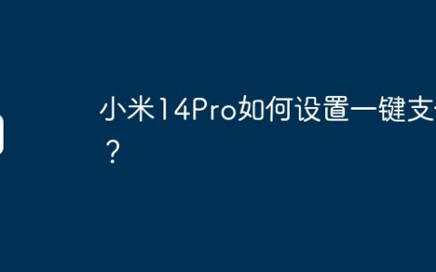 小米14Pro如何设置一键支付？