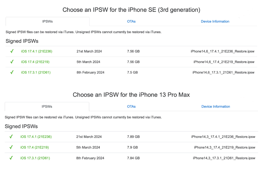 iOS 17.3.1 开放验证通道,iPhone XS-15 系列机型降级操作方法