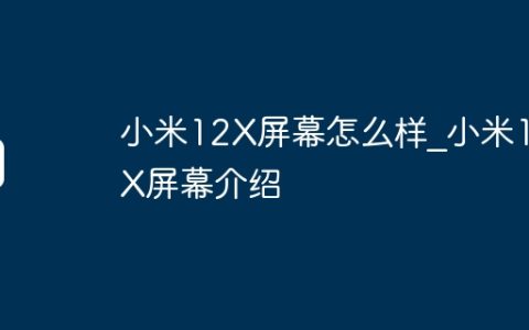 小米12X屏幕怎么样_小米12X屏幕介绍