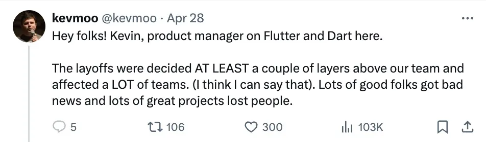Python团队还没解散完,谷歌又对Flutter、Dart动手了