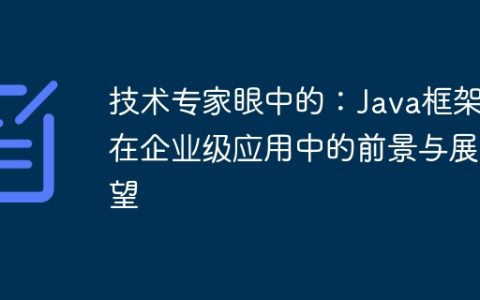 技术专家眼中的：Java框架在企业级应用中的前景与展望