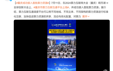 我国西部首个，重庆算力互联互通平台在两江新区上线