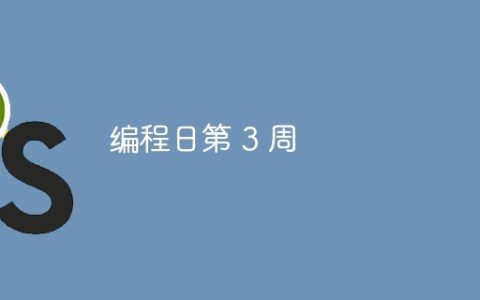 编程日第 3 周