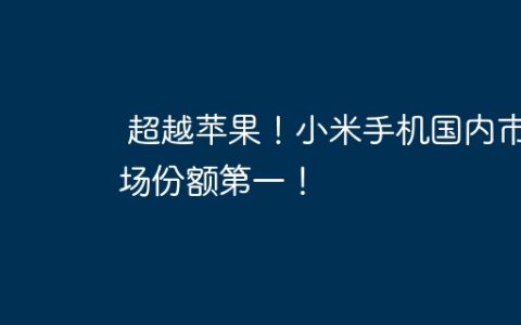 超越苹果！小米手机国内市场份额第一！
