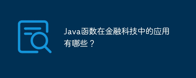 Java函数在金融科技中的应用有哪些?