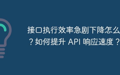 接口执行效率急剧下降怎么办？如何提升 API 响应速度？