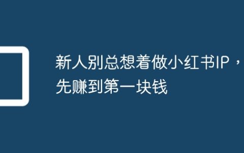 新人别总想着做小红书IP，先赚到第一块钱