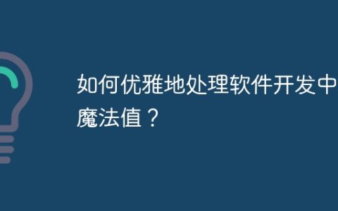 如何优雅地处理软件开发中的魔法值？