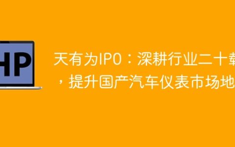 天有为IP0：深耕行业二十载，提升国产汽车仪表市场地位