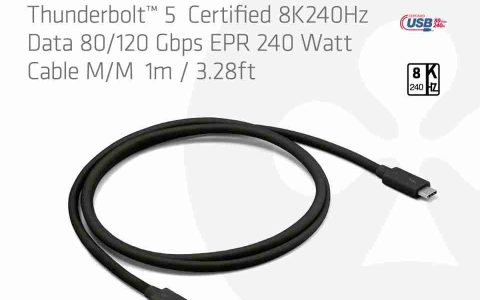 Club3D 推出 1m 长全功能雷电 5 线材，支持 DP2.1 Alt、240W USB PD EPR