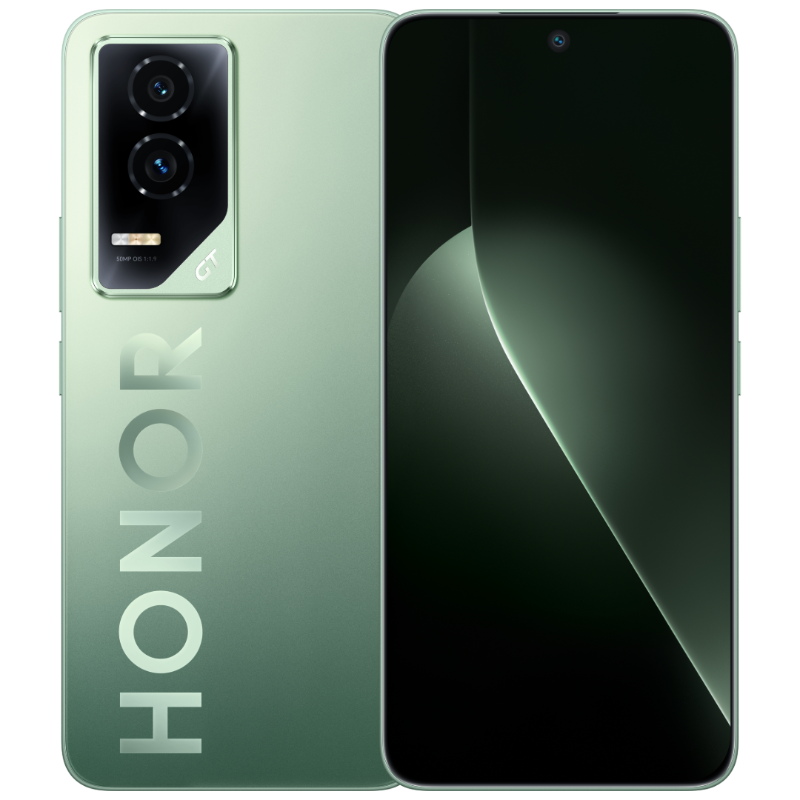荣耀 GT 手机“极光绿”配色外观公布:亮面“HONOR”大 LOGO,银白 GT 标识