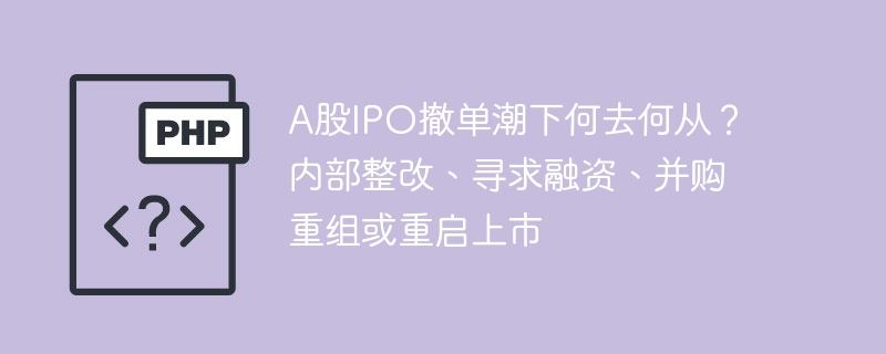 A股IPO撤单潮下何去何从?内部整改、寻求融资、并购重组或重启上市