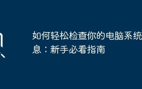 如何轻松检查你的电脑系统信息：新手必看指南